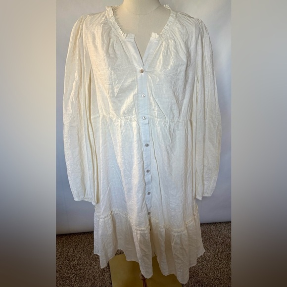 NEW w/TAGS FRYE AND CO. Ivory Button Up Boho Peasant Cowgirl Cottagecore Dress - Picture 1 of 7